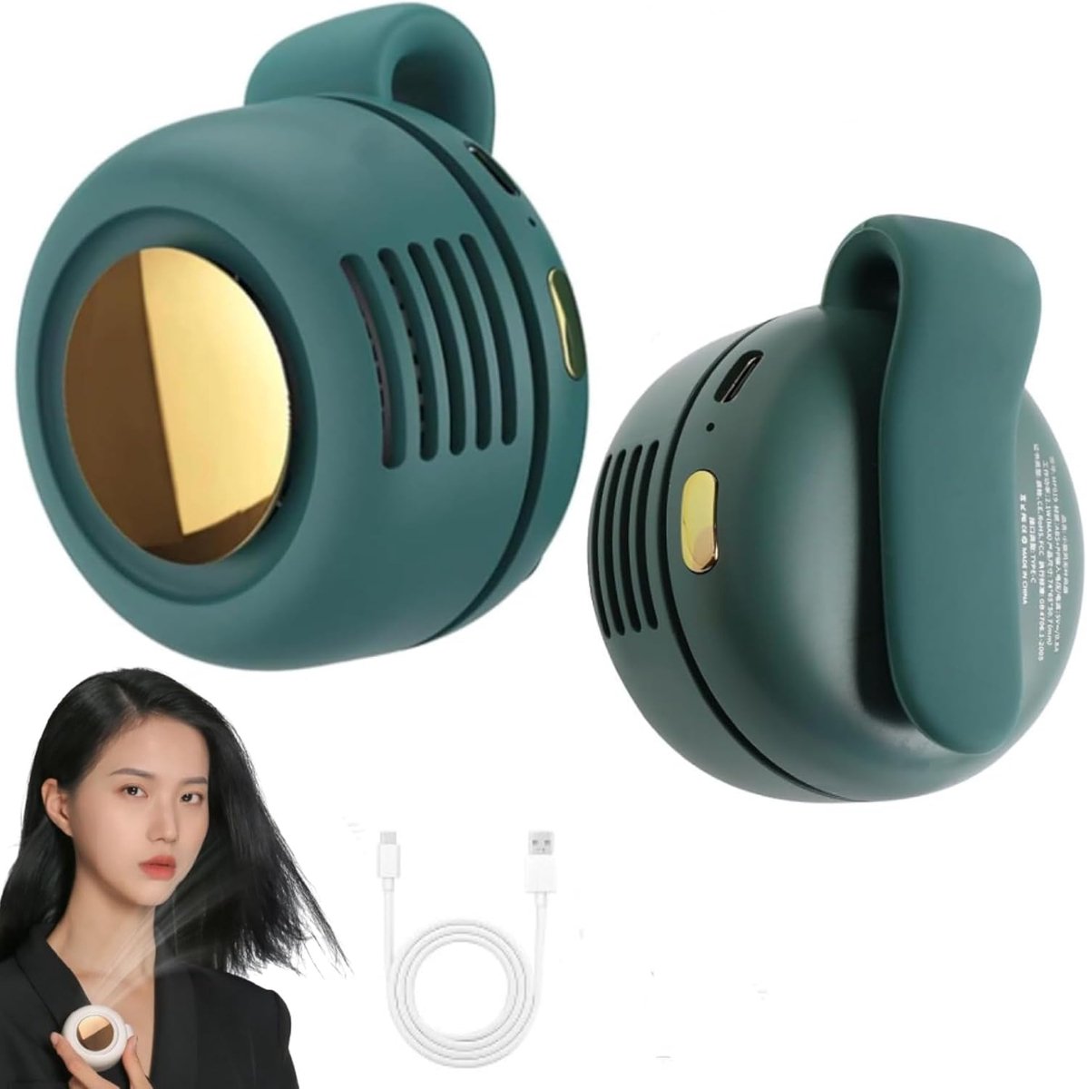 VONKELIOS®Draagbare Klemventilator voor Overhemd, Mini Ventilator met Klem, Stille Bladloze Verstelbare 3 Snelheden, Hangende Waistventilator, 2026 Nieuwe Draagbare Kleine Ventilator voor Buiten & Reizen & Kantoor, Reisaccessoires (Groen)