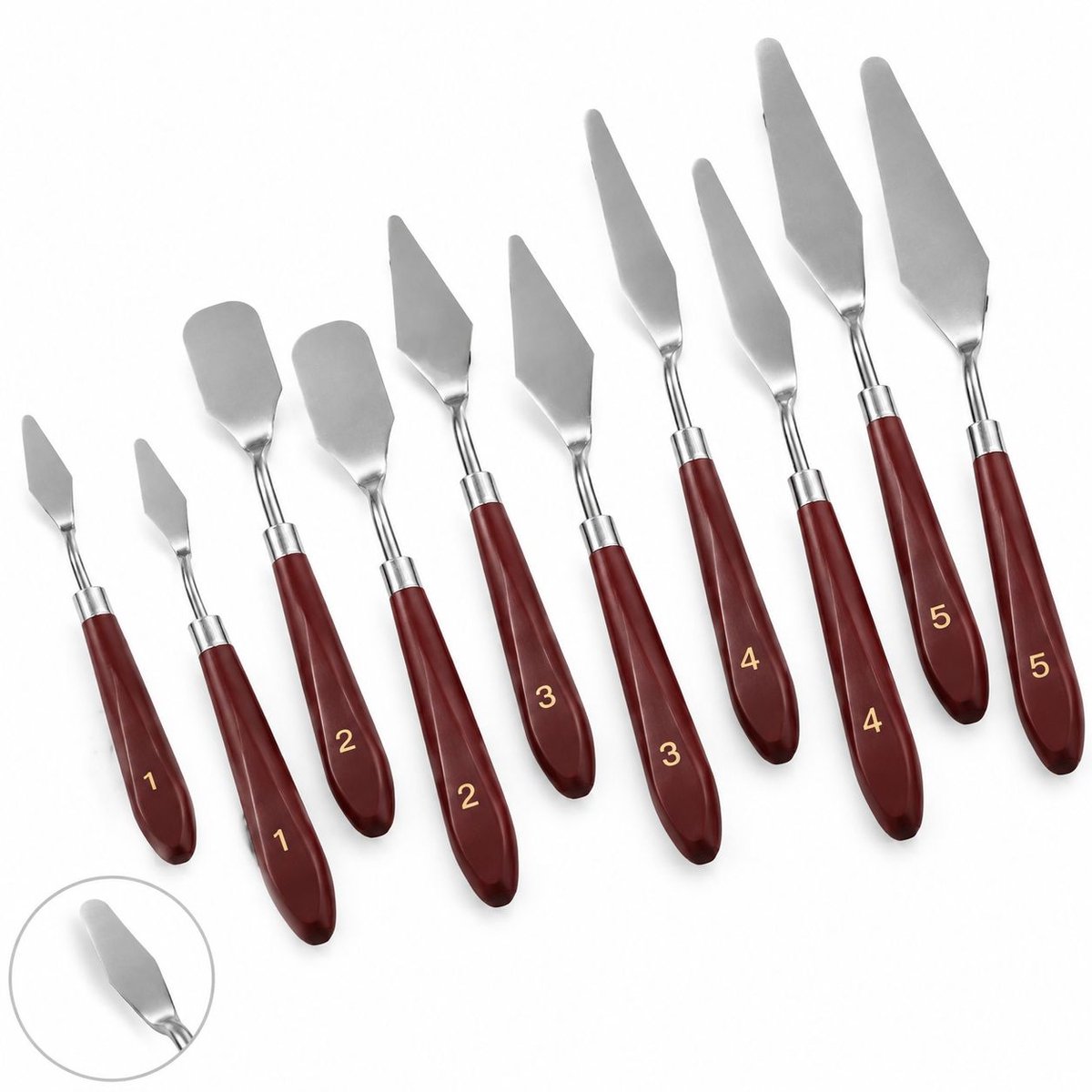 VHV - 10pcs paletmes - Roestvrijstalen schildermesset - Paletmessen schilderen - Schildersmessen - Schraperset - Paletmessen set - voor olie