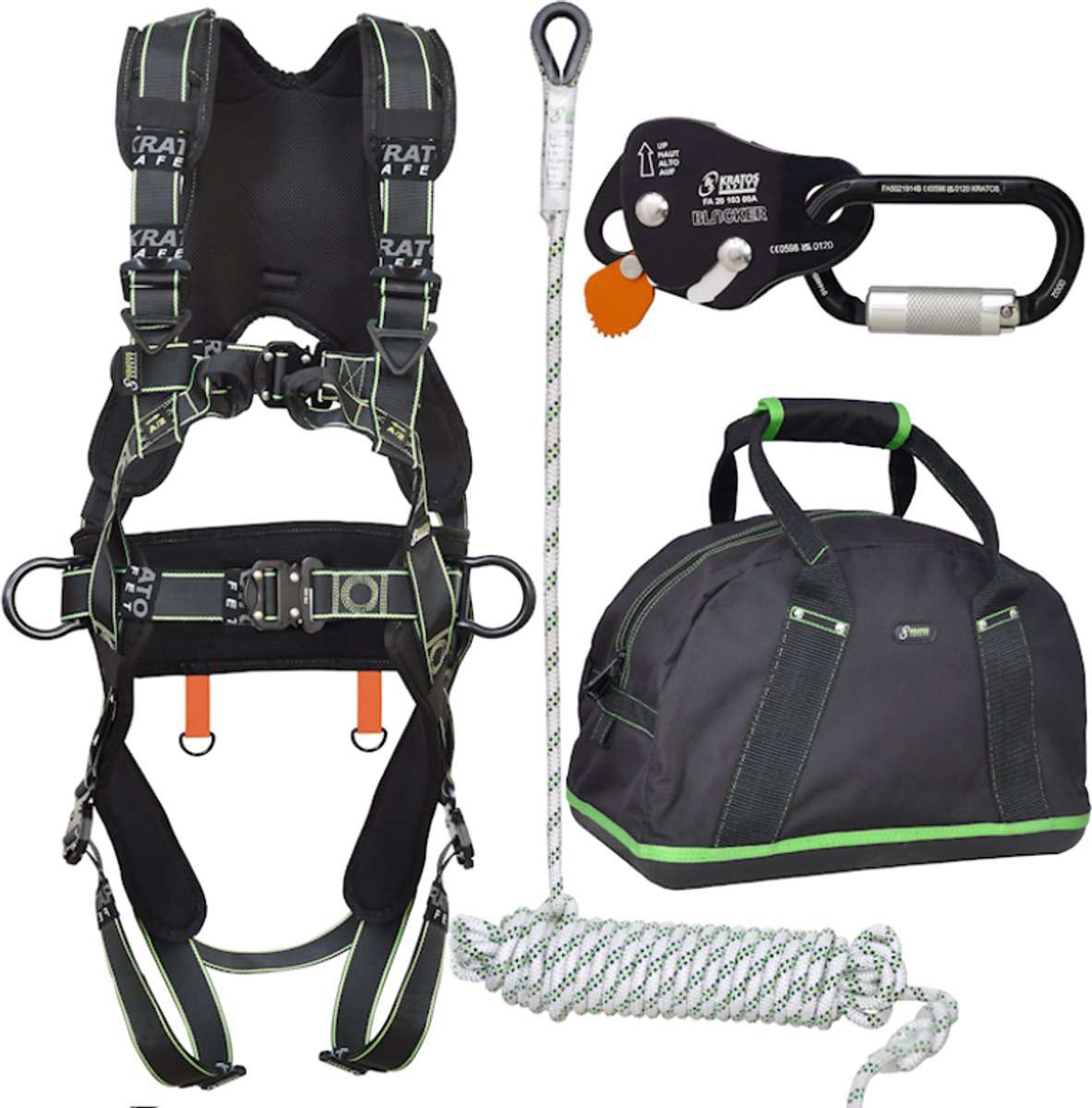 Kratos Complete set valbeveiliging Comfort - Daken / Afdalen 30mtr - Maat M-L