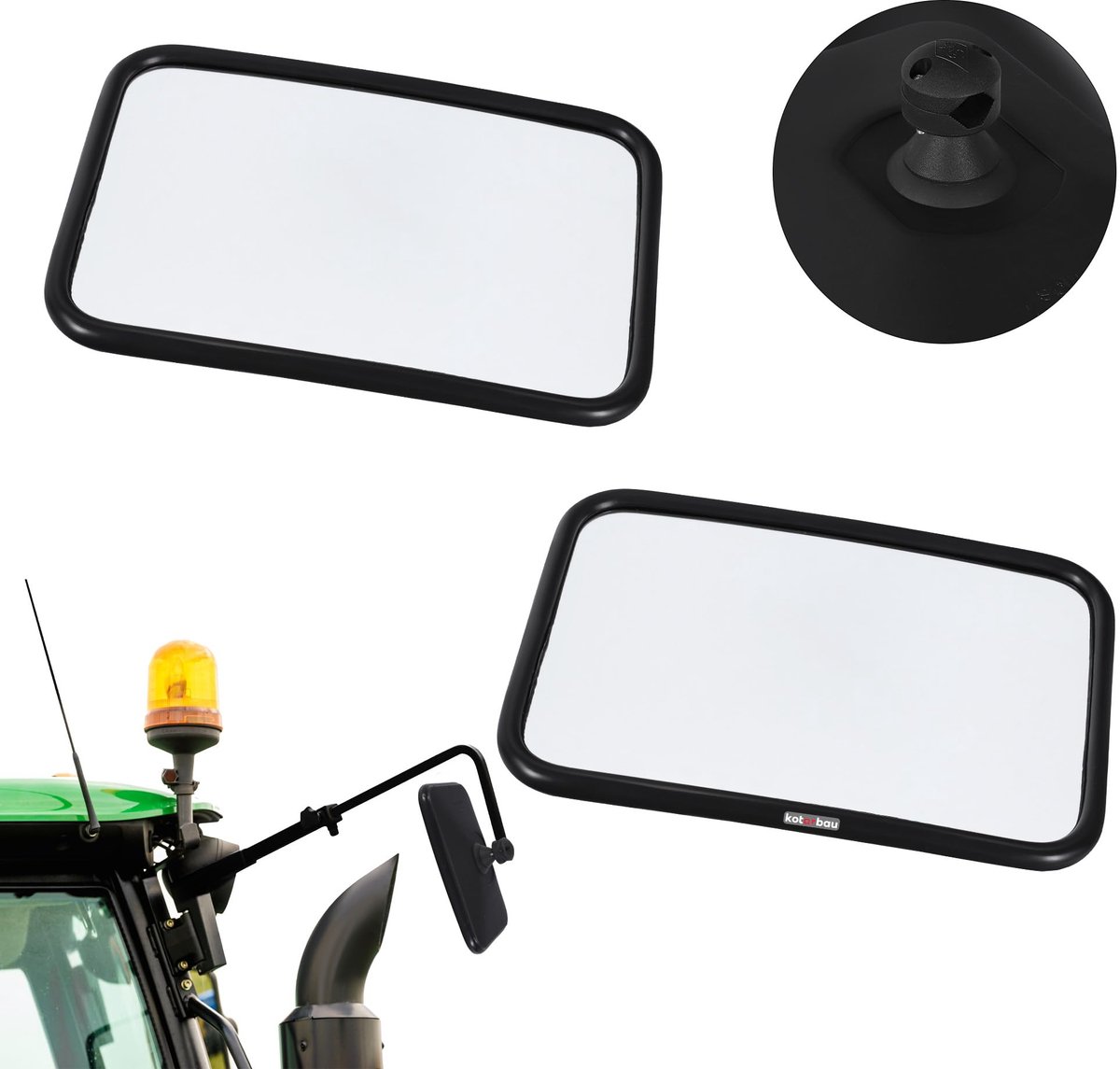 KOTARBAU® Tractor Spiegel - Buitenspiegel Tractor 31 x 20,5 cm 2 st. Spiegel Tractor - Buitenspiegel voor Tractor - Links/Rechts - Convexe Spiegel met Houder voor ⌀ Spiegelarm 15-24 mm - PVC