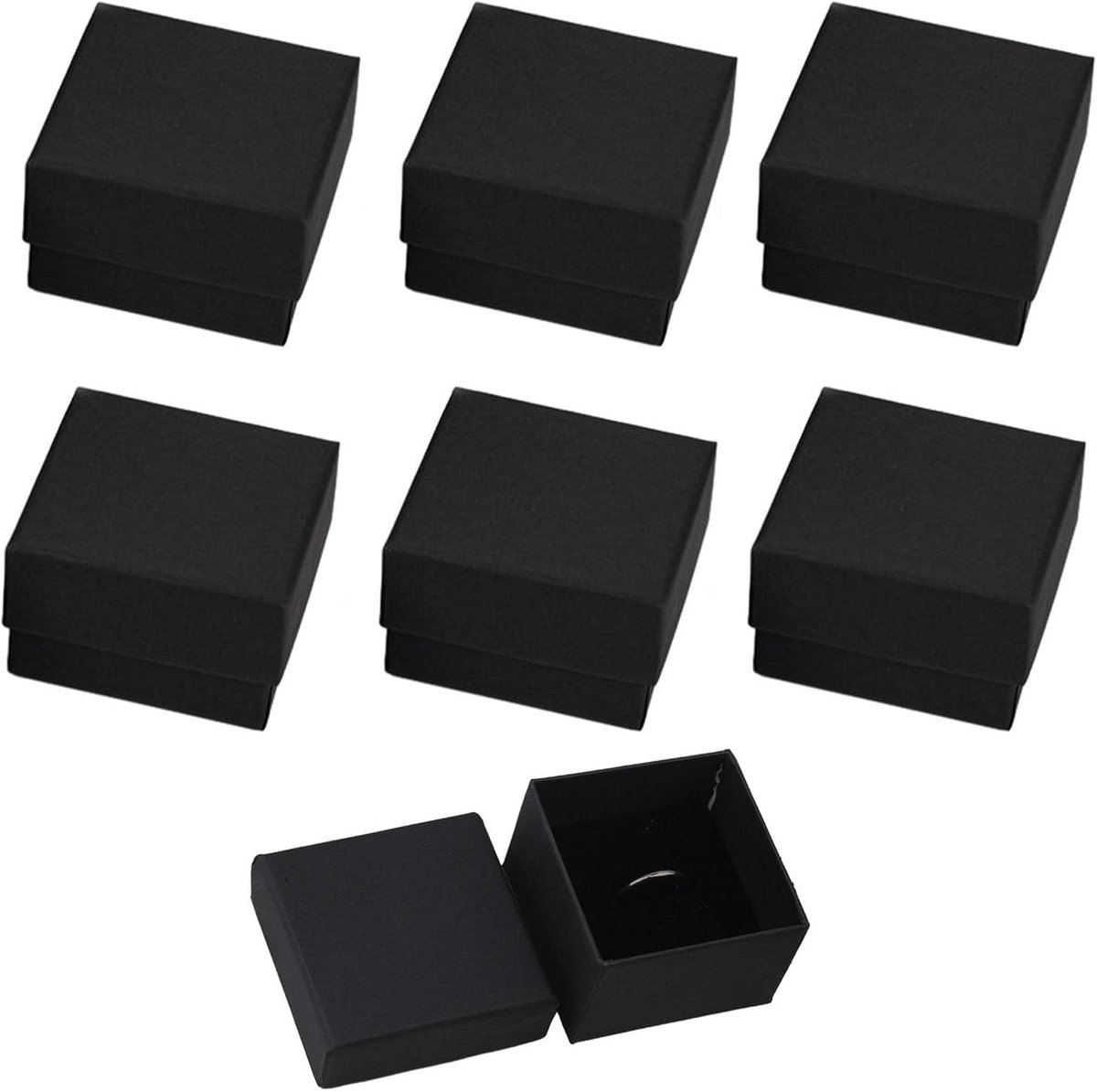 Dailygoods- Sieradenbox 6 Stuks - Cadeaudoos met Deksel - Kraft Papier - Zwarte Geschenkdoos - Veilig en Duurzaam - Bescherming voor Sieraden - Cadeaubox