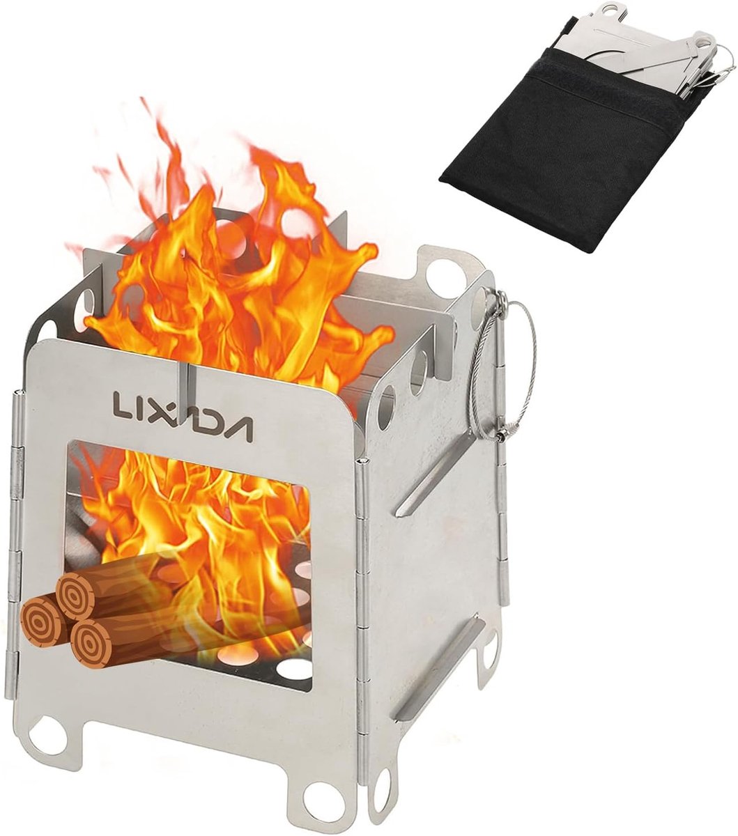 Draagbare Opvouwbare Campingkoker, Lichtgewicht Titanium Houtkachel voor Overleving, Buiten Koken en Kamperen