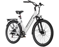 28 inch Elektrische stadsfiets - Comfortabele stadsfiets - 522Wh lange actieradius accu - 250W achterwielmotor - 45Nm koppel - Shimano 7 versnellingen - Schijfremmen voor en achter - LCD-display - Geveerde zadelpen - Zilver