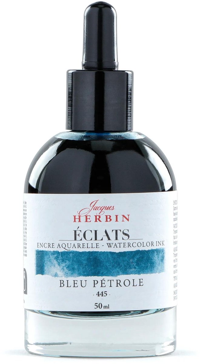 Jacques Herbin Éclats – Aquarel Inkt – Vloeibare Aquarelverf – Petrol Blauw – 445 – 50 ml
