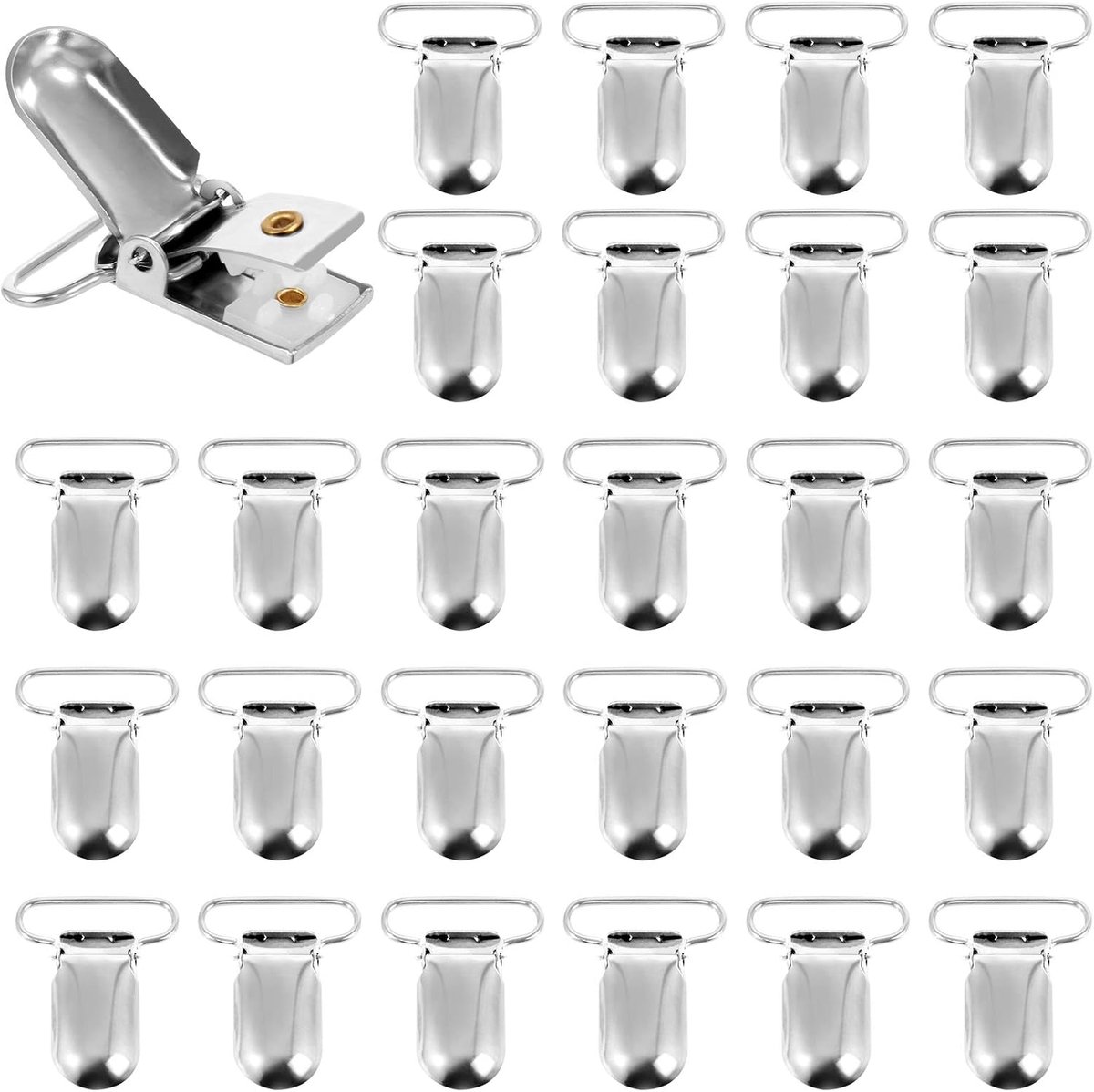 50PCS Pacifier Suspender Clips Metal Suspender Clips Baby Dummy Clip Pacifier Strap Holder Clips for Pacifier Holders - ShopVlot