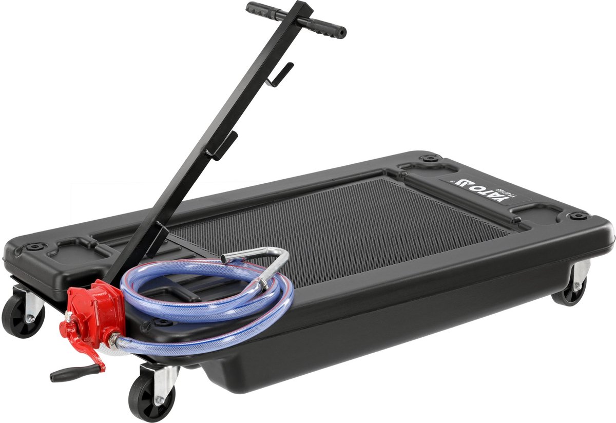 YATO Mobiele Olie-Opvangbak & Afzuiger - 65 Liter - Met Handpomp - Laag Profiel (18,5 cm) - Inclusief 2.4 m Afvoerslang