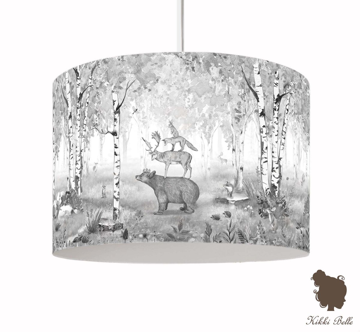 Hanglamp King Bear Black & White Kikki Belle-verlichting-kinderkamer-bosdieren-beer-hanglamp-incl pendelsnoer-E27