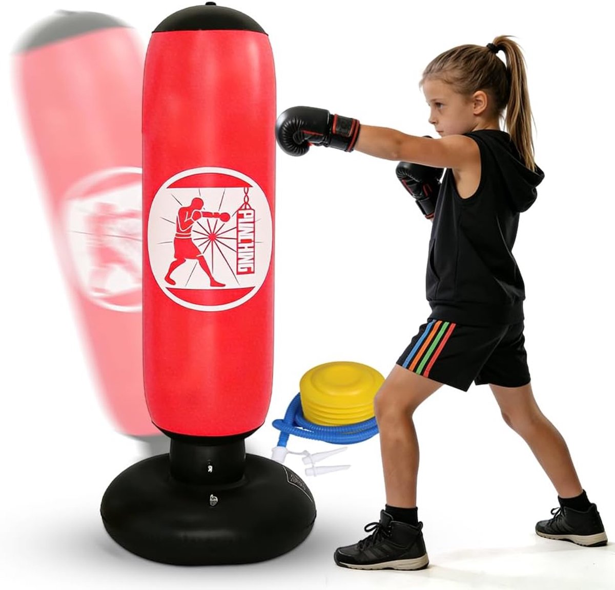 Punching Bag for Children 6 to 12 Years Upgrade 160 cm PVC Standing Punching Bag for Beginners, Boxing Bag with Boxing - ShopVlot