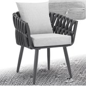 tectake® Tuinstoel Lugano - Loungestoel met Aluminium Frame - Buitenstoel in Rope-Design - Buiten Fauteuil met Dikke Kussens - Voor Tuin of Balkon - Terrasstoel - UV- en Weerbestendig - Antraciet