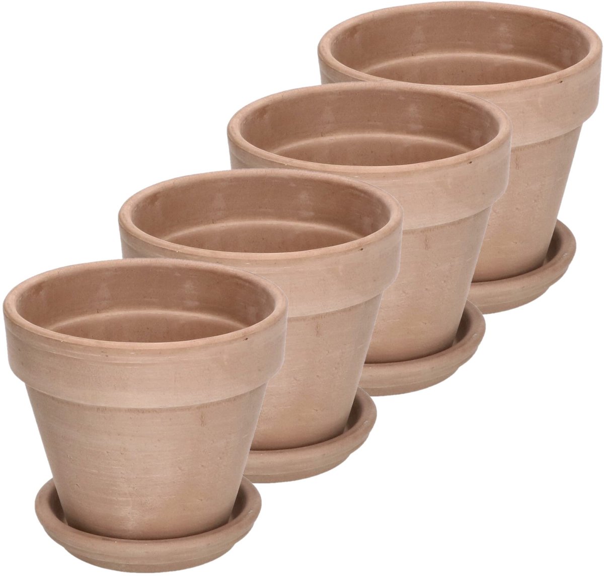 KOTARBAU® Terracotta Bloempot - Plantenpot met Schotel en Afvoergat ⌀ 13 cm Bloempot - 11,5 cm hoog - Ongeglazuurd Keramiek - Terracotta