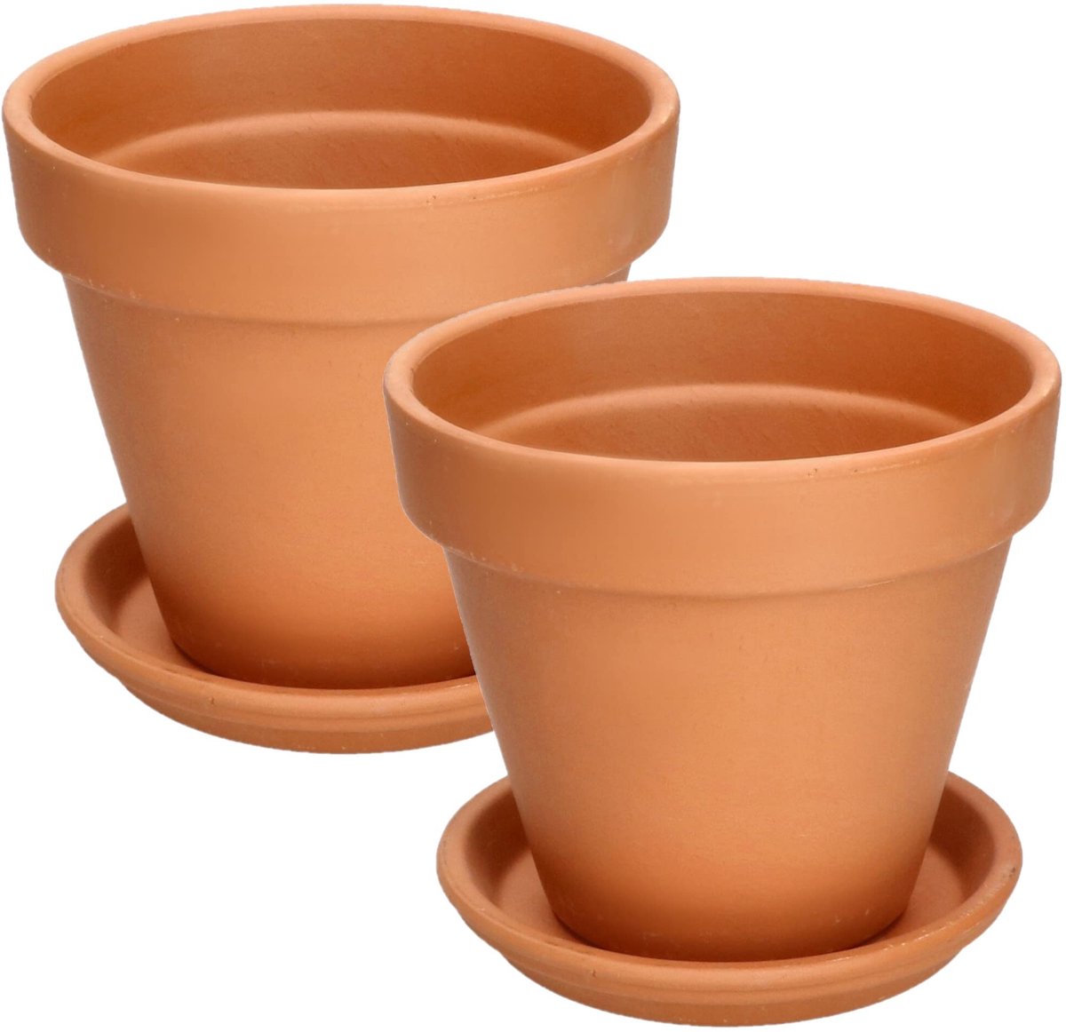 KOTARBAU® Terracotta Bloempot - Plantenpot met Schotel en Afvoergat ⌀ 17 cm Bloempot - 15 cm hoog - Ongeglazuurd Keramiek - Terracotta