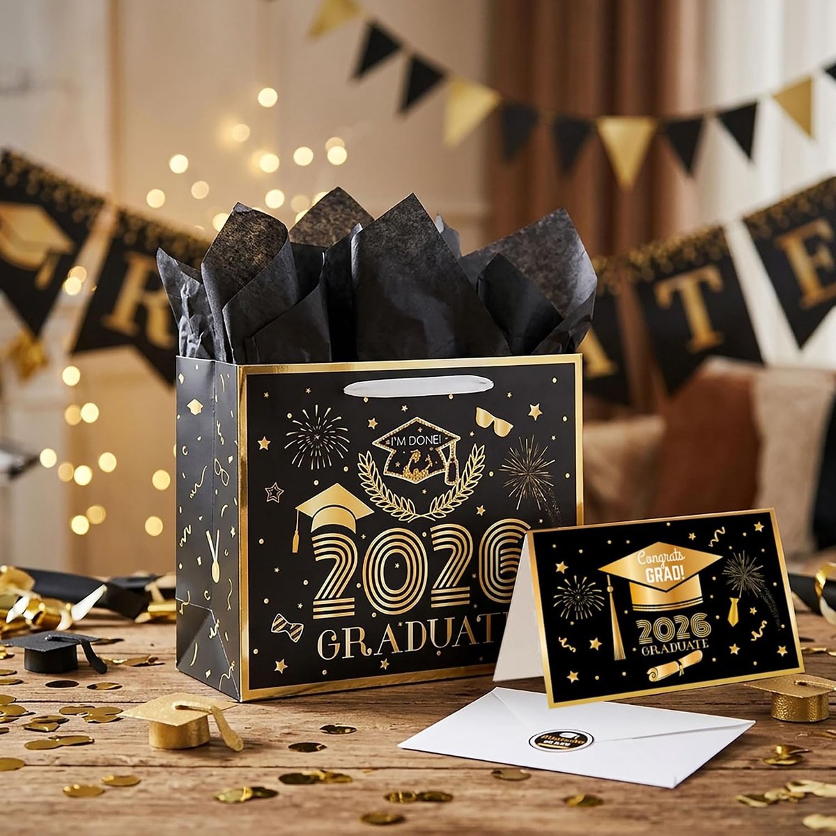 zwart grote cadeauzak afstudeerfeest zakken goodies afstudeerfeest - ShopVlot