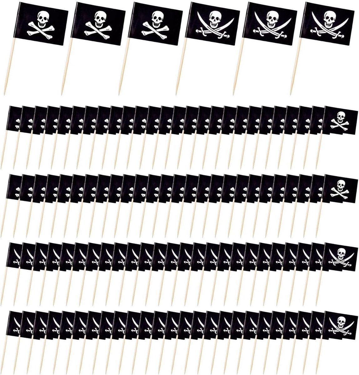 200 Pirate Flags, Mini Toothpick Flags, Fashion Cake Decoration, Suitable For Cupcakes, Cocktails, Fruit. - ShopVlot