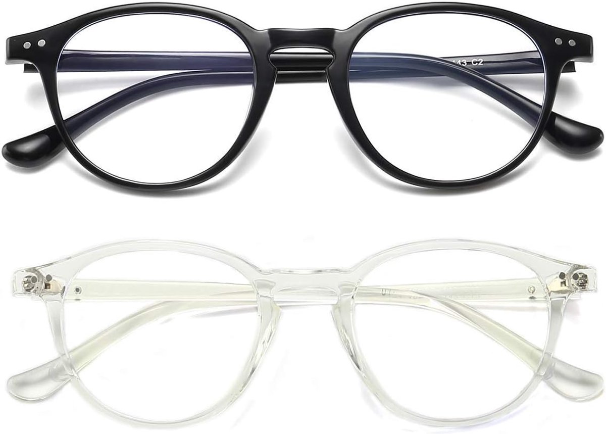 Glasses Anti-Blue Light Blocking Glasses Blue Light Round Retro for UV PC Gaming Computer Women Men - ShopVlot