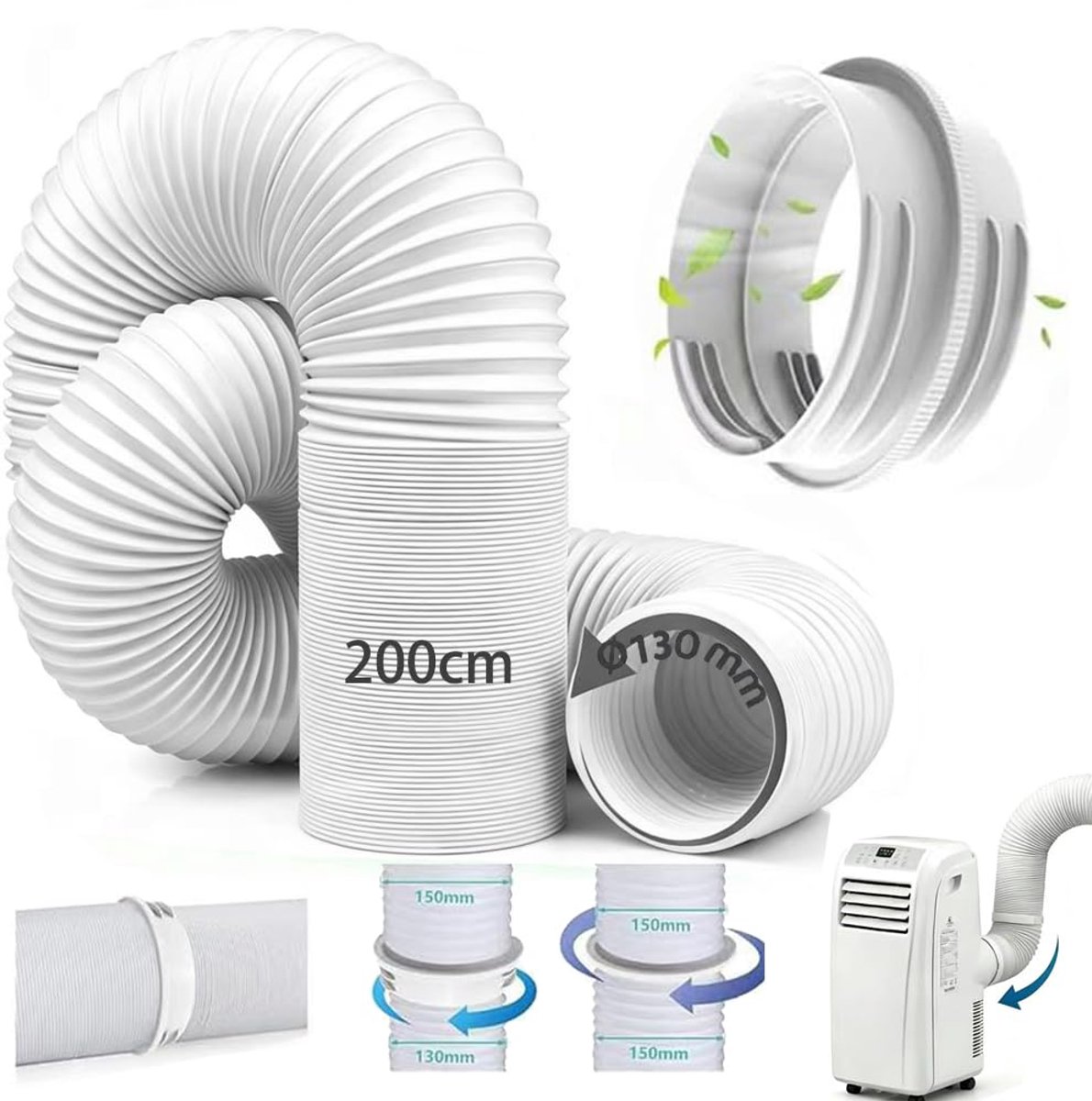 Afvoerslang voor Airconditioner met Adapter, Diameter 130 mm - ShopVlot