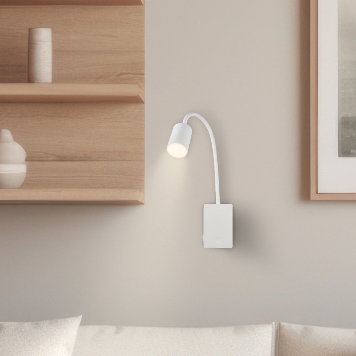 BRILONER Smooth - Wandlamp oplaadbaar binnen - leeslamp op accu - dimbaar wandverlichting - USB-C - warm wit licht - 36 uur accu - wit