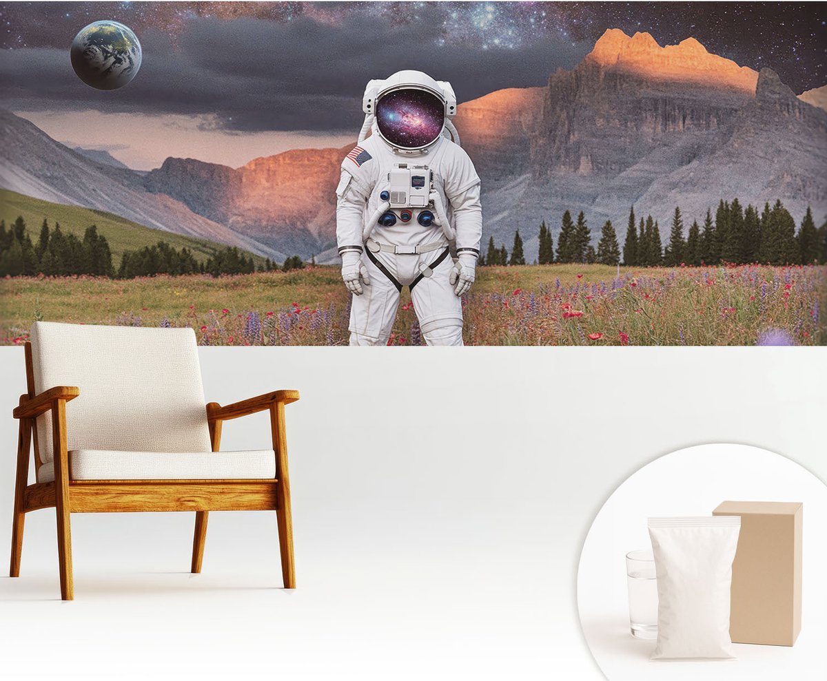 Wallfluent Fotobehang - Zwart Vliesbehang - 250x104 cm - Kosmisch Landschap Muurschildering - Gang behang Kosmos - Fotobehang Vlies - Slaapkamer behang