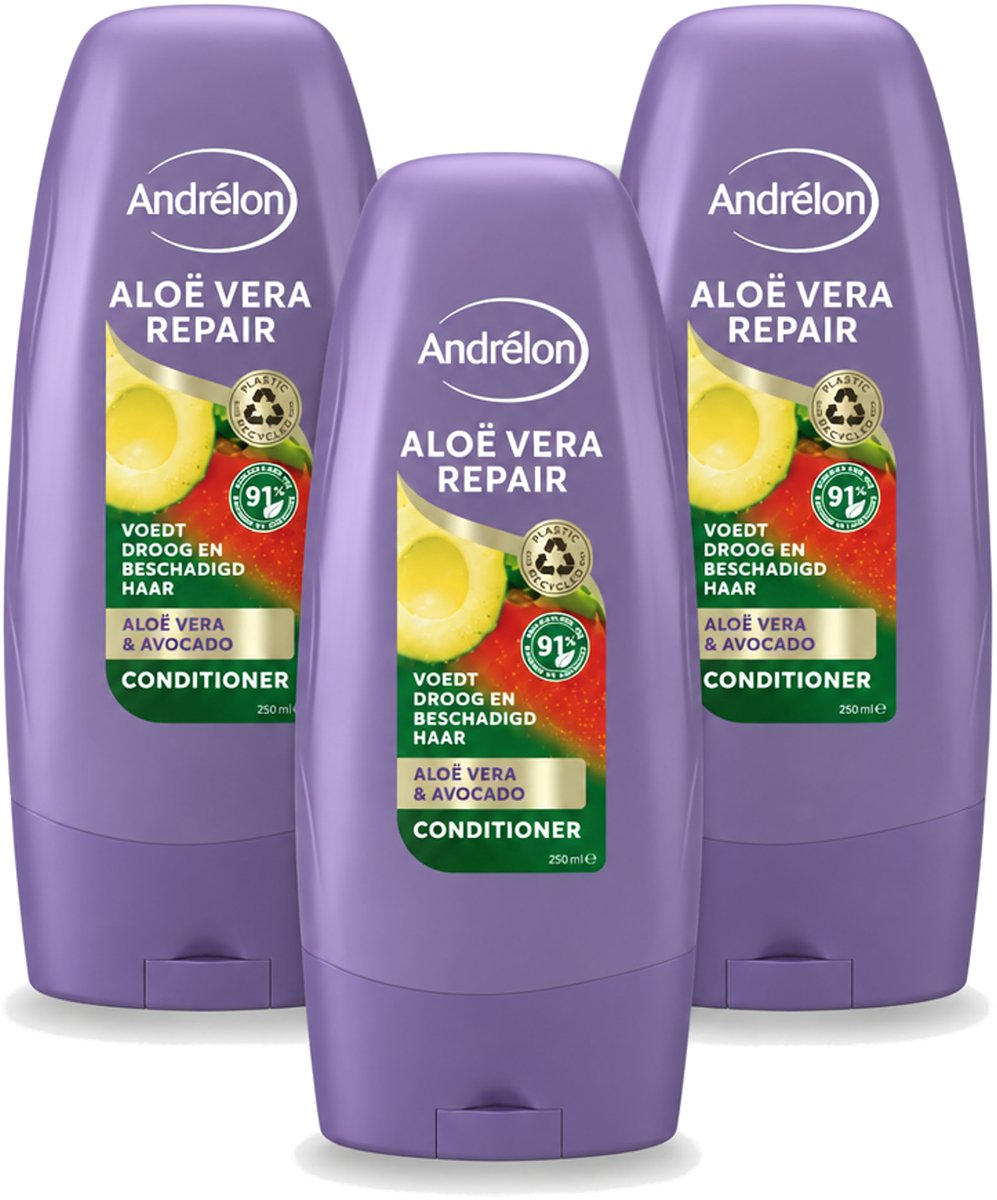 3 x Andrélon - Aloe Vera Repair - Conditioner - Verzachtend & Herstellend - 250 ml - Bulkverpakking - 3 stuks
