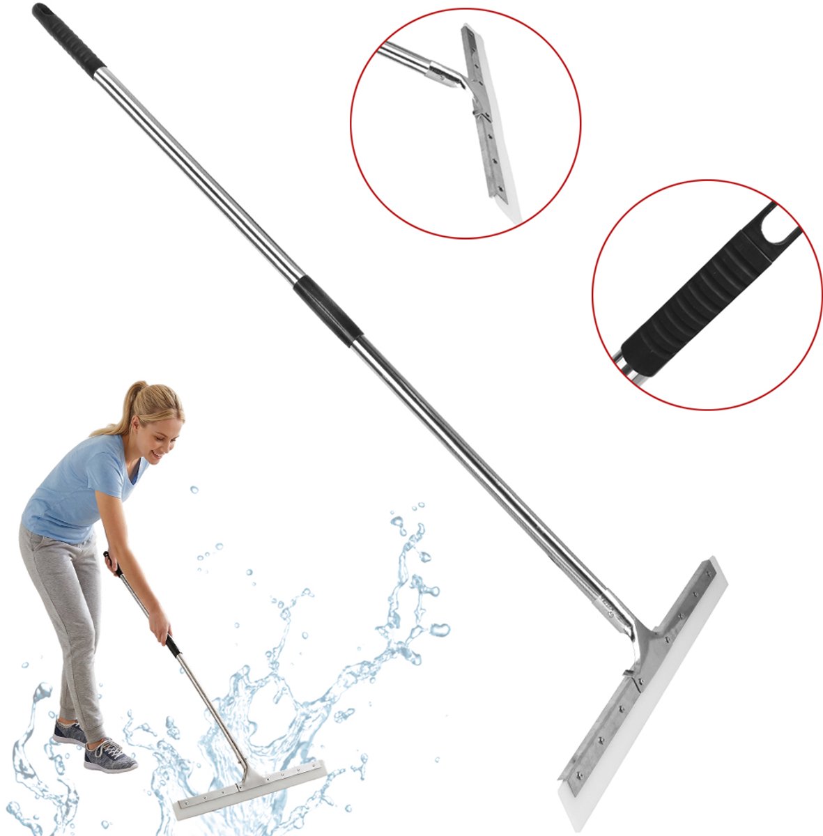 125cm Siliconen Vloerwisser - Waterwisserschraper Met Lange Steel - Magische Bezem - Breed Siliconenblad - Zuigmondbezem