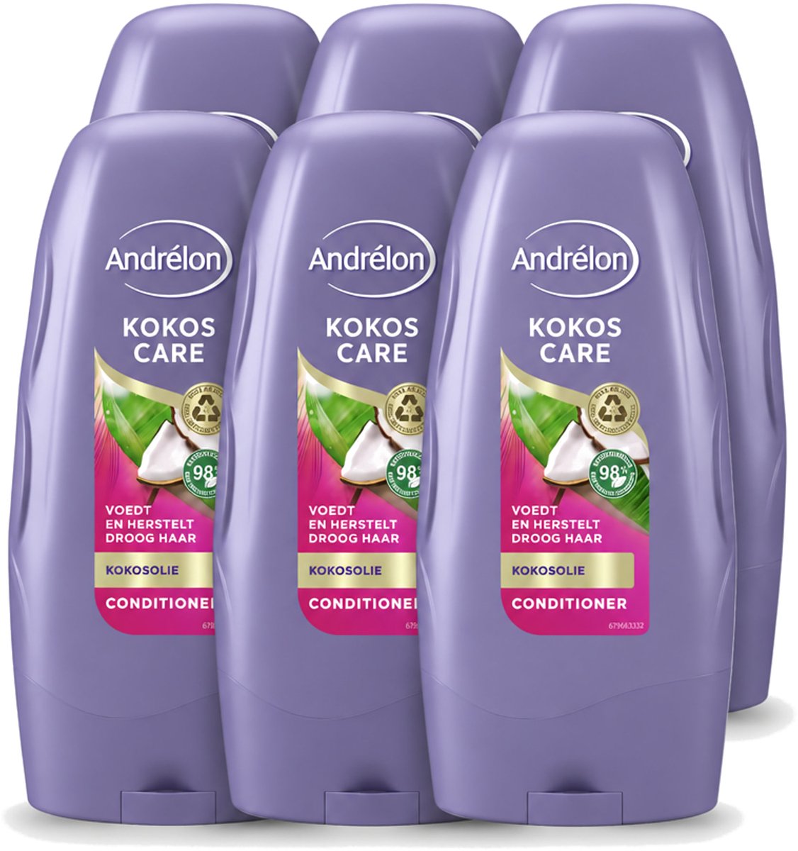 6 x Andrélon - Kokos Care - Conditioner - Diepe Hydratatie - 250 ml - Voordeelverpakking - 6 stuks