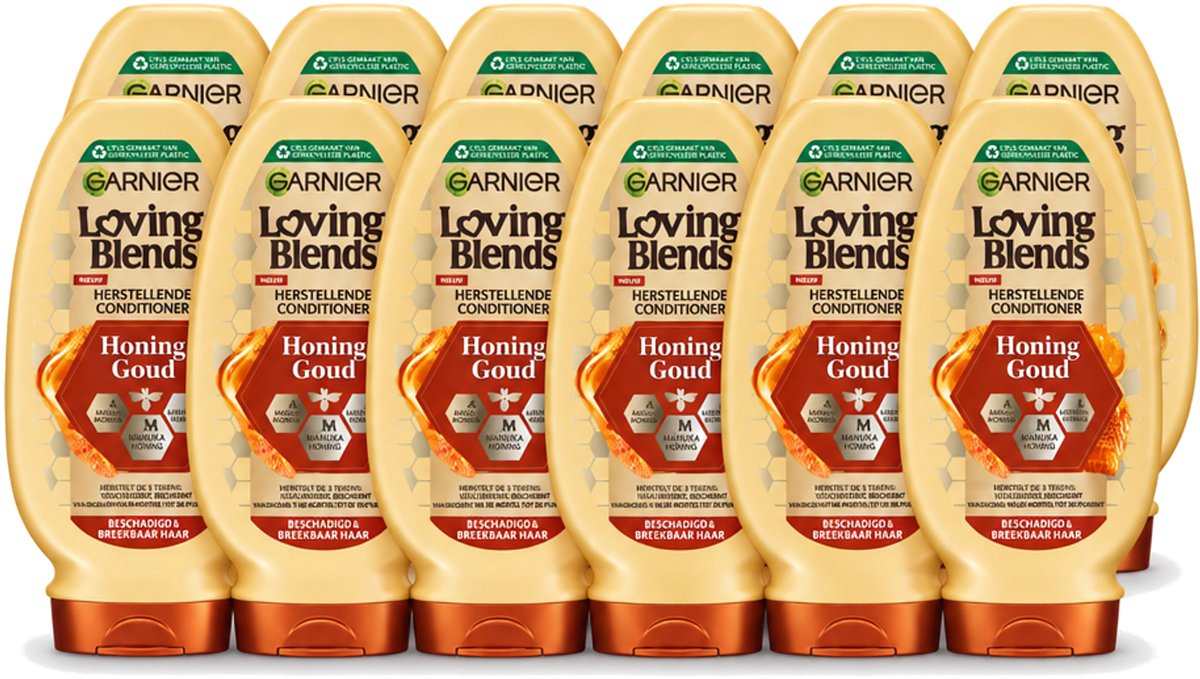 12 x Garnier - Loving Blends - Conditioner - Honing Goud - Beschadigd & Breekbaar Haar - 250 ml - Voordeelverpakking - 12 stuks
