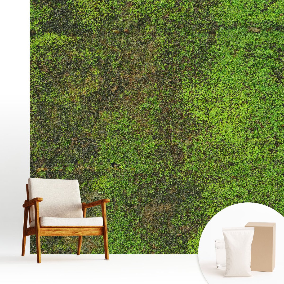 Wallfluent Fotobehang - Groente Vliesbehang - 250x250 cm - Groene Loper Muurschildering - Gang behang Texturen - Fotobehang Vlies - Gang behang