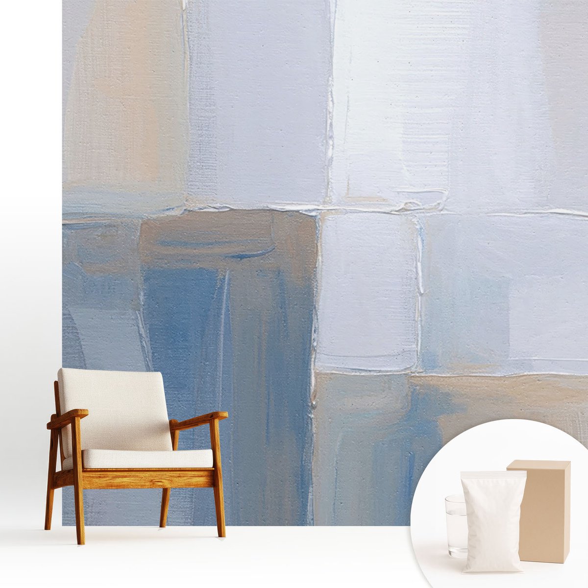 Wallfluent Fotobehang - Wit Vliesbehang - 250x250 cm - Harmonieuze Abstractie Muurschildering - Gang behang Abstractie - Fotobehang Vlies - Slaapkamer behang