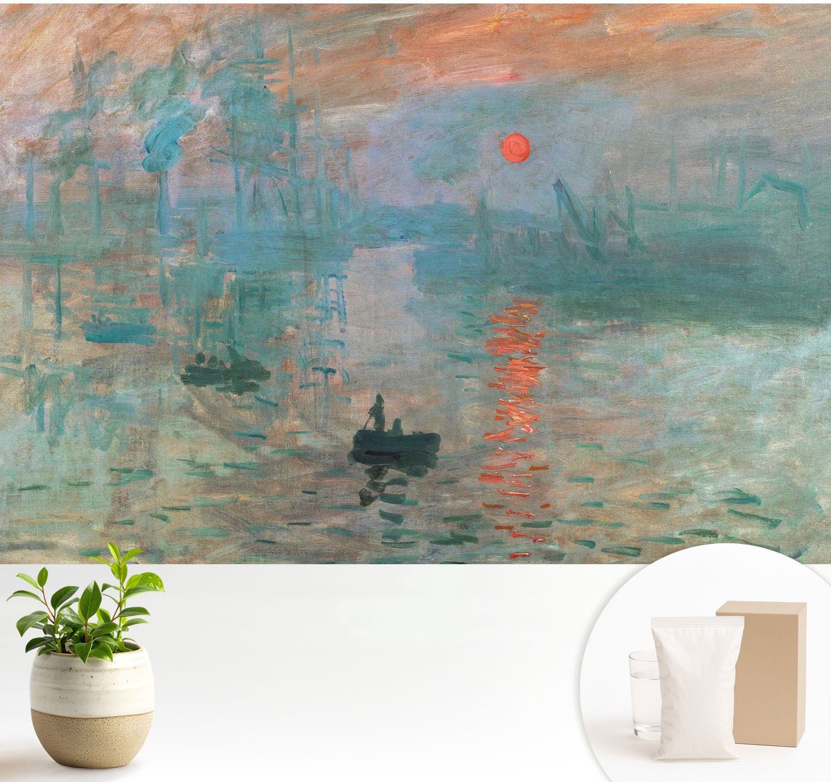 Wallfluent Fotobehang - Blauw Vliesbehang - 104x70 cm - Havenlandschap Fotobehang Vlies - Hal behang Deel - Muurschildering - Woonkamer behang