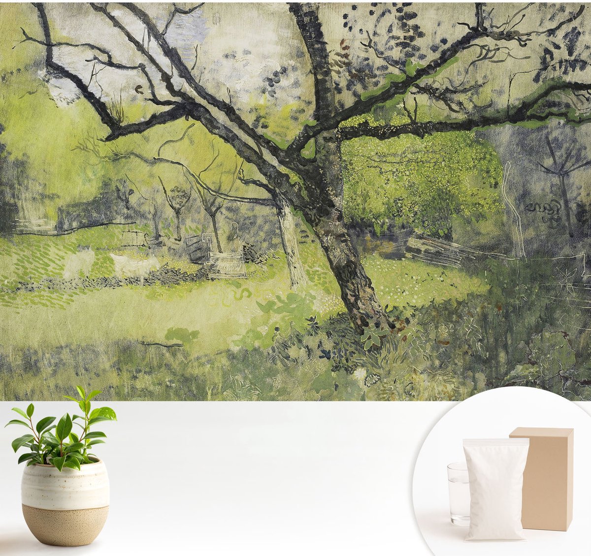 Wallfluent Fotobehang - Groente Vliesbehang - 104x70 cm - Lentepark Fotobehang Vlies - Woonkamer behang Landschappen - Muurschildering - Hal behang