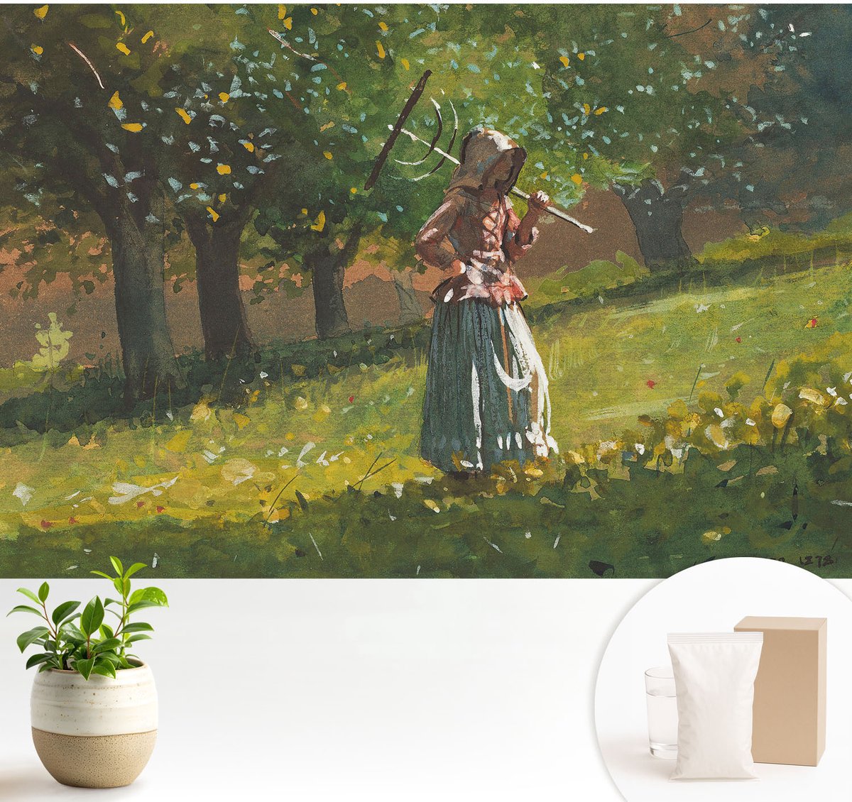 Wallfluent Fotobehang - Groente Vliesbehang - 104x70 cm - Herfstmiddag Fotobehang Vlies - Hal behang Landschappen - Muurschildering - Woonkamer behang