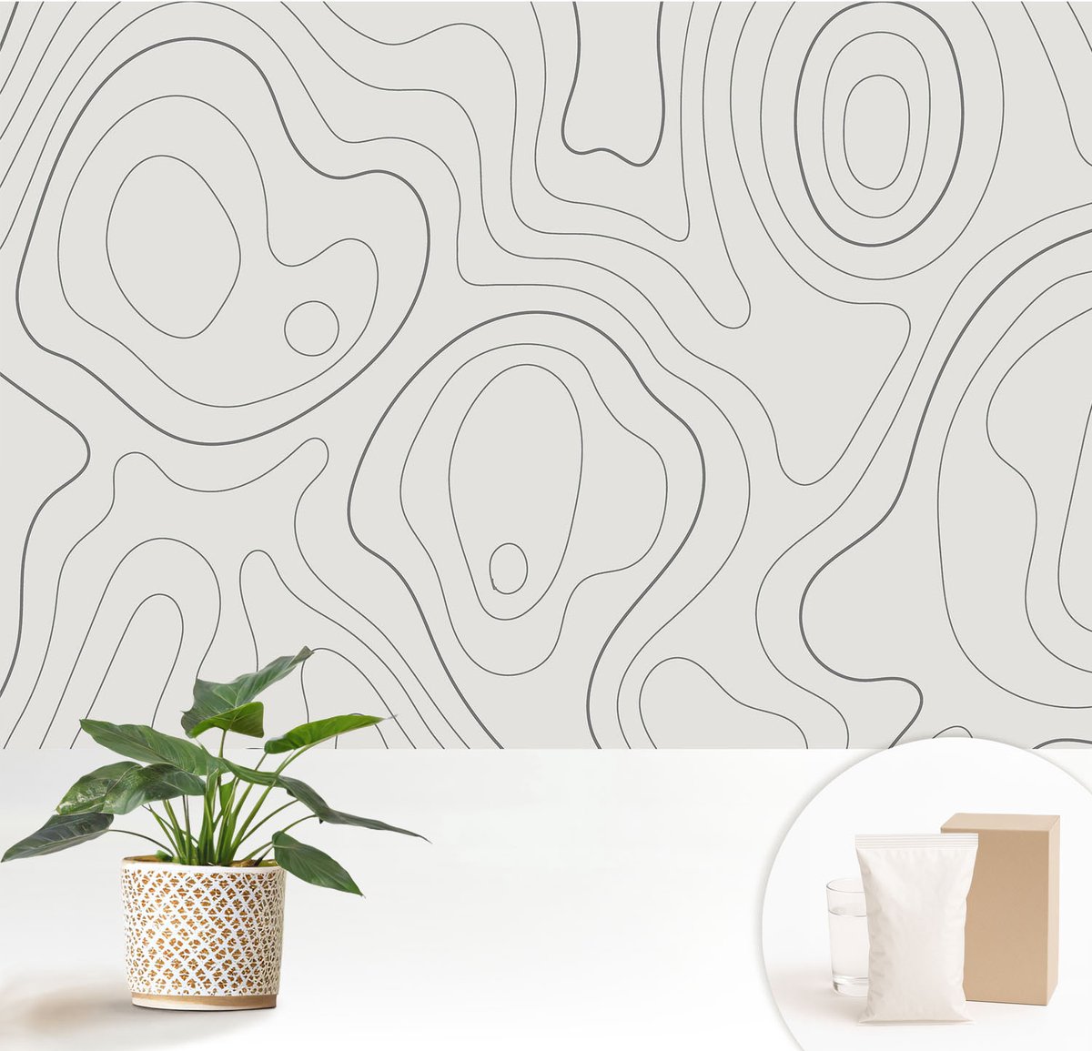 Wallfluent Fotobehang - Wit Vliesbehang - 152x104 cm - Vloeistofleidingen Muurschildering - Slaapkamer behang Achtergronden En Patronen - Fotobehang Vlies - Slaapkamer behang