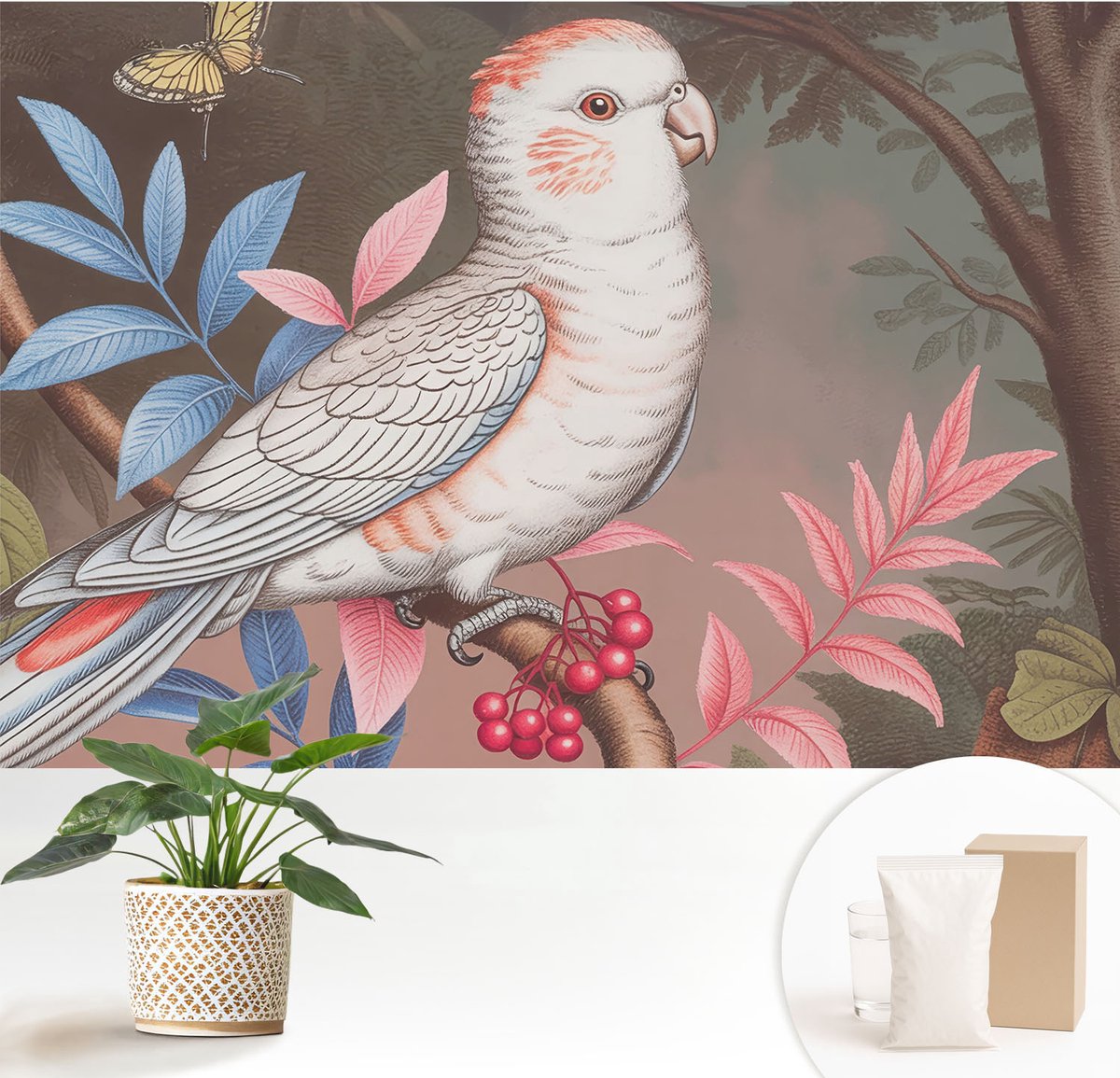 Wallfluent Fotobehang - Bruin Vliesbehang - 152x104 cm - Tropische Natuur Muurschildering - Gang behang Dieren - Fotobehang Vlies - Gang behang