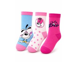 Diddl Sokken Meisjes – 3-Pack – Roze & Pastel – 3 Verschillende Diddl Designs - 31/34