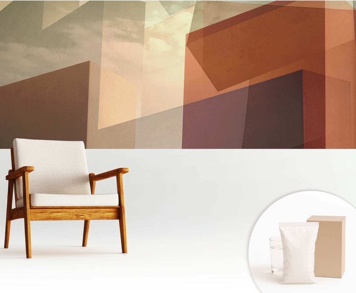 Wallfluent Fotobehang - Bruin Vliesbehang - 250x104 cm - Abstracte Vormen Muurschildering - Slaapkamer behang Architectuur - Fotobehang Vlies - Gang behang
