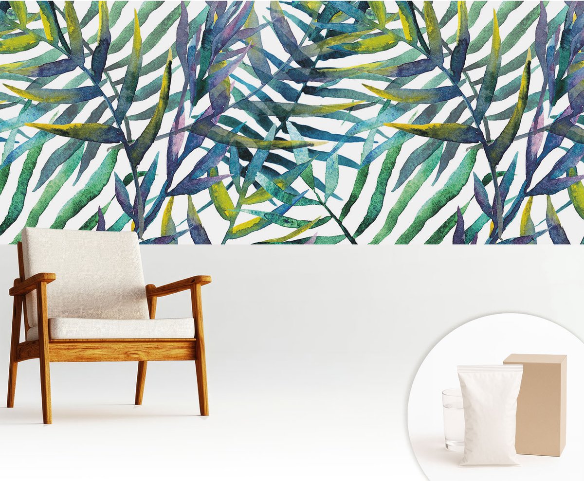 Wallfluent Fotobehang - Groente Vliesbehang - 250x104 cm - Exotische Vegetatie Fotobehang Vlies - Hal behang Bloemen En Planten - Muurschildering - Hal behang