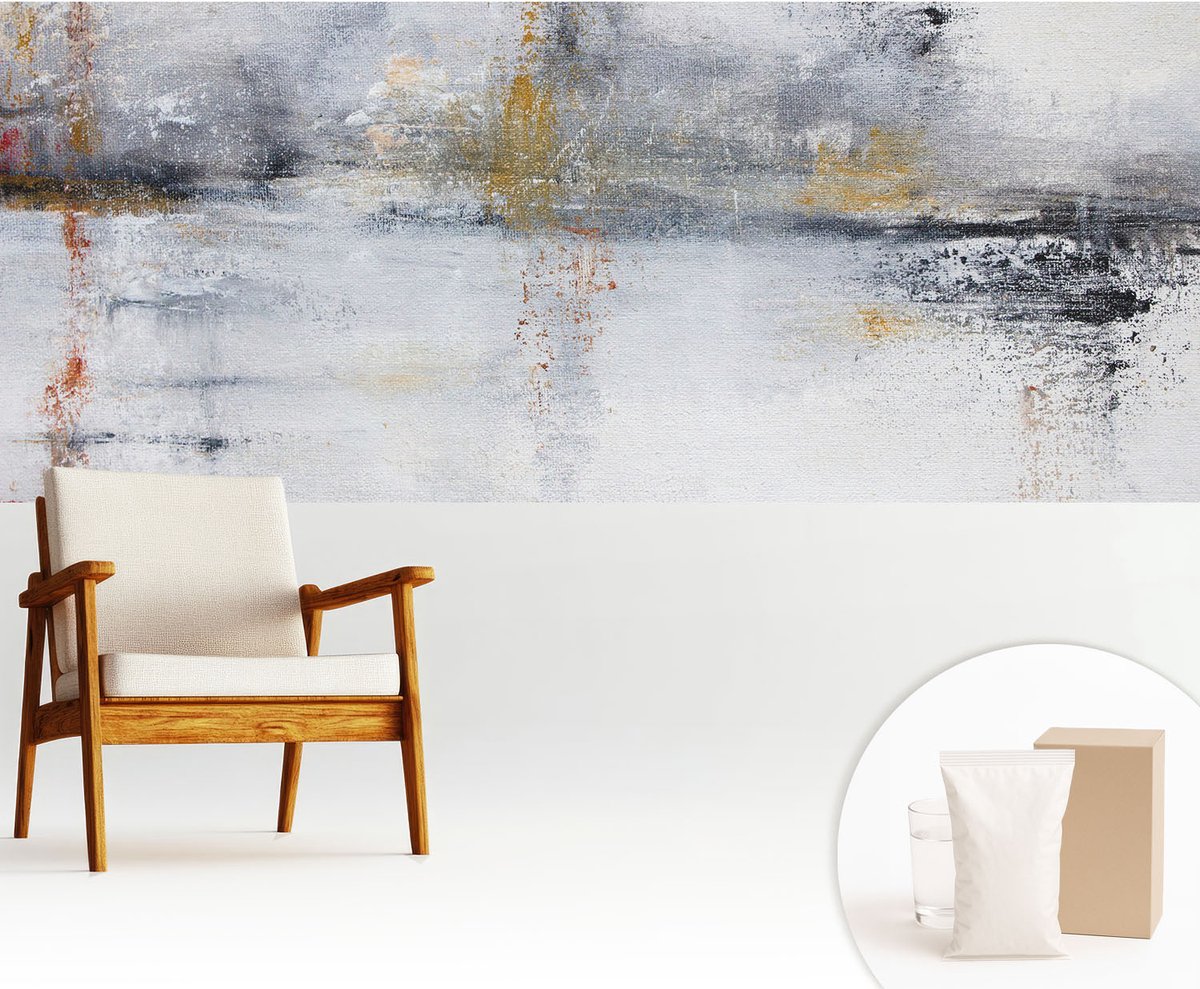 Wallfluent Fotobehang - Wit Vliesbehang - 250x104 cm - Harmonieuze Abstractie Muurschildering - Slaapkamer behang Abstractie - Fotobehang Vlies - Slaapkamer behang