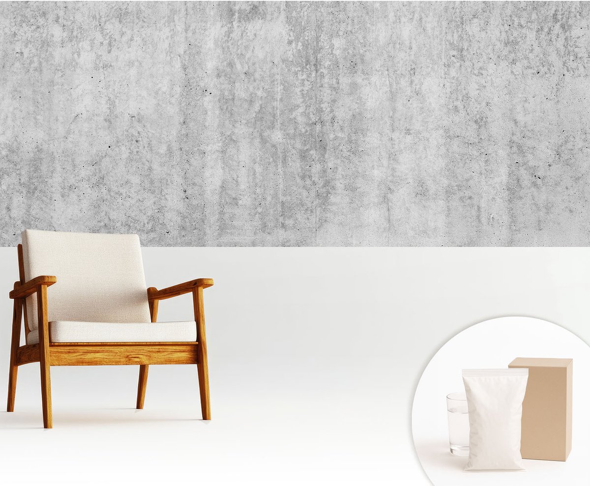 Wallfluent Fotobehang - Grijs Vliesbehang - 250x104 cm - Betonnen Muur Muurschildering - Slaapkamer behang Texturen - Fotobehang Vlies - Gang behang