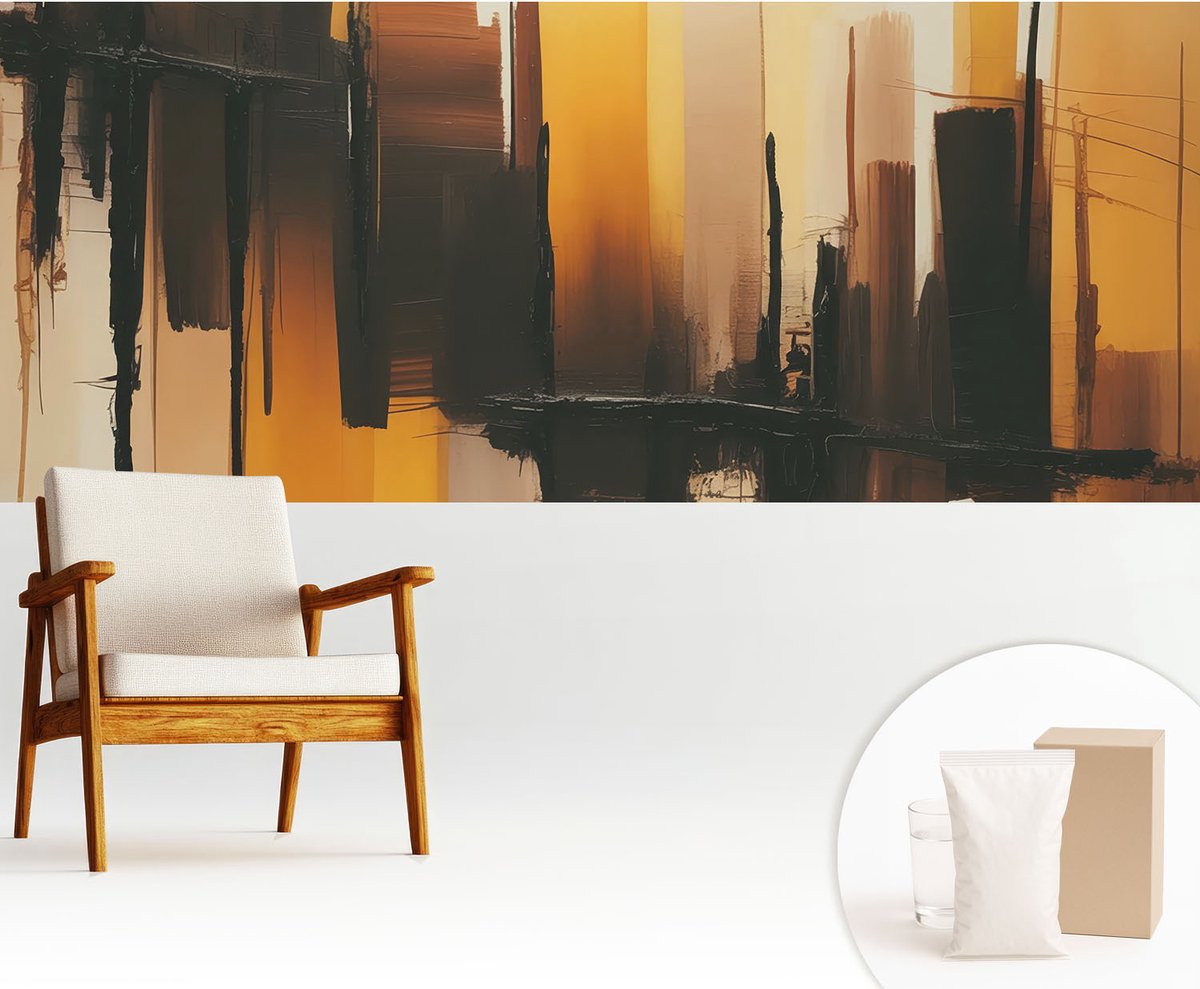 Wallfluent Fotobehang - Bruin Vliesbehang - 250x104 cm - Verticale Strepen Fotobehang Vlies - Woonkamer behang Abstractie - Muurschildering - Woonkamer behang