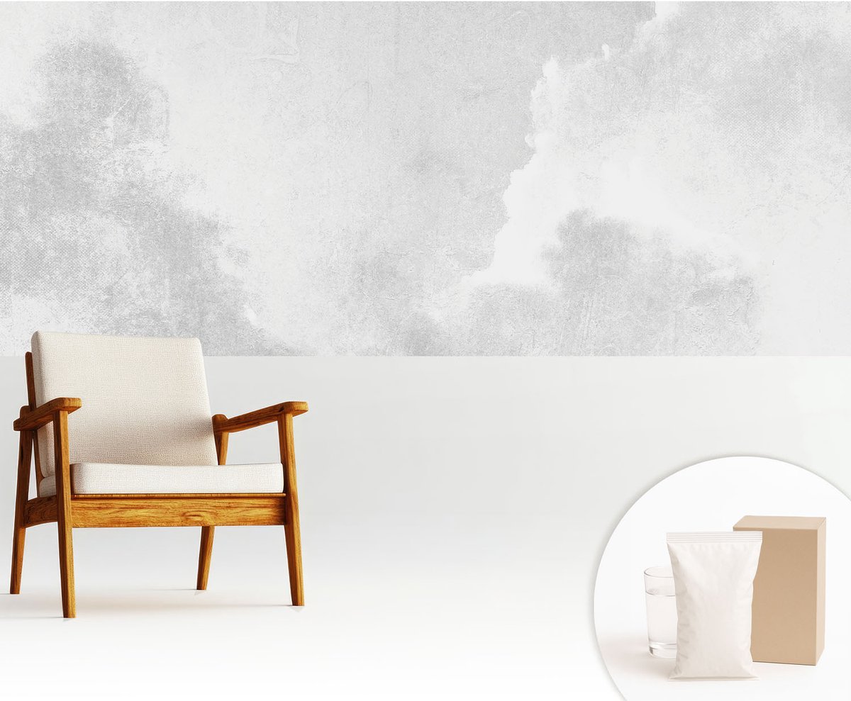 Wallfluent Fotobehang - Wit Vliesbehang - 250x104 cm - Subtiele Wolken Muurschildering - Slaapkamer behang Landschappen - Fotobehang Vlies - Slaapkamer behang