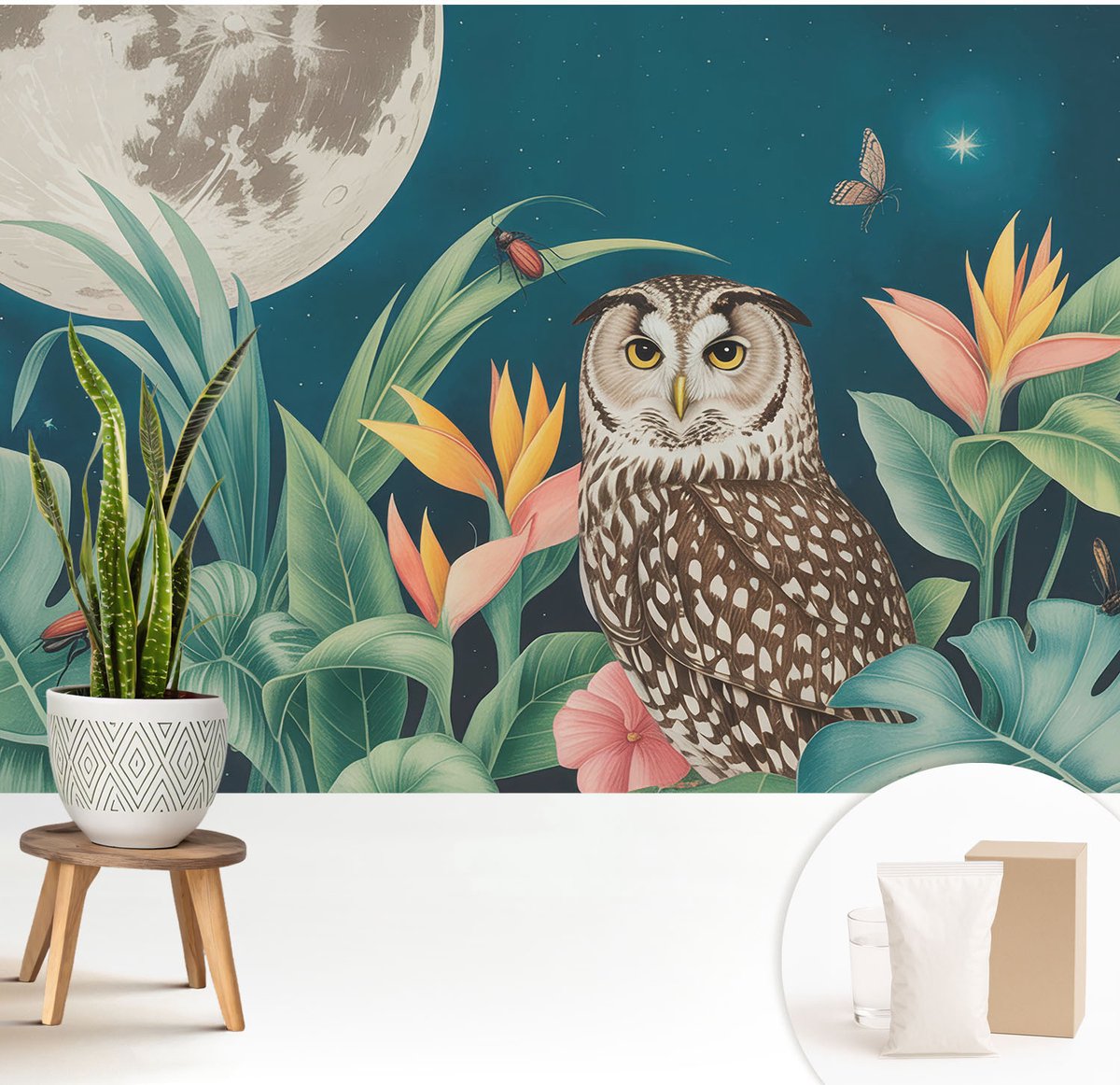 Wallfluent Fotobehang - Groente Vliesbehang - 208x146 cm - Maansafari Fotobehang Vlies - Hal behang Dieren - Muurschildering - Hal behang