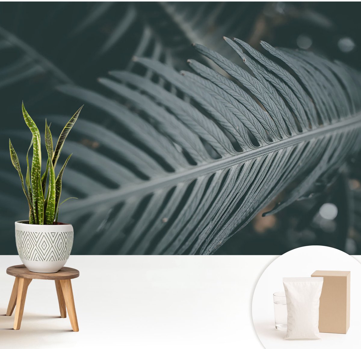 Wallfluent Fotobehang - Groente Vliesbehang - 208x146 cm - Groen Blad Fotobehang Vlies - Woonkamer behang Bloemen En Planten - Muurschildering - Woonkamer behang