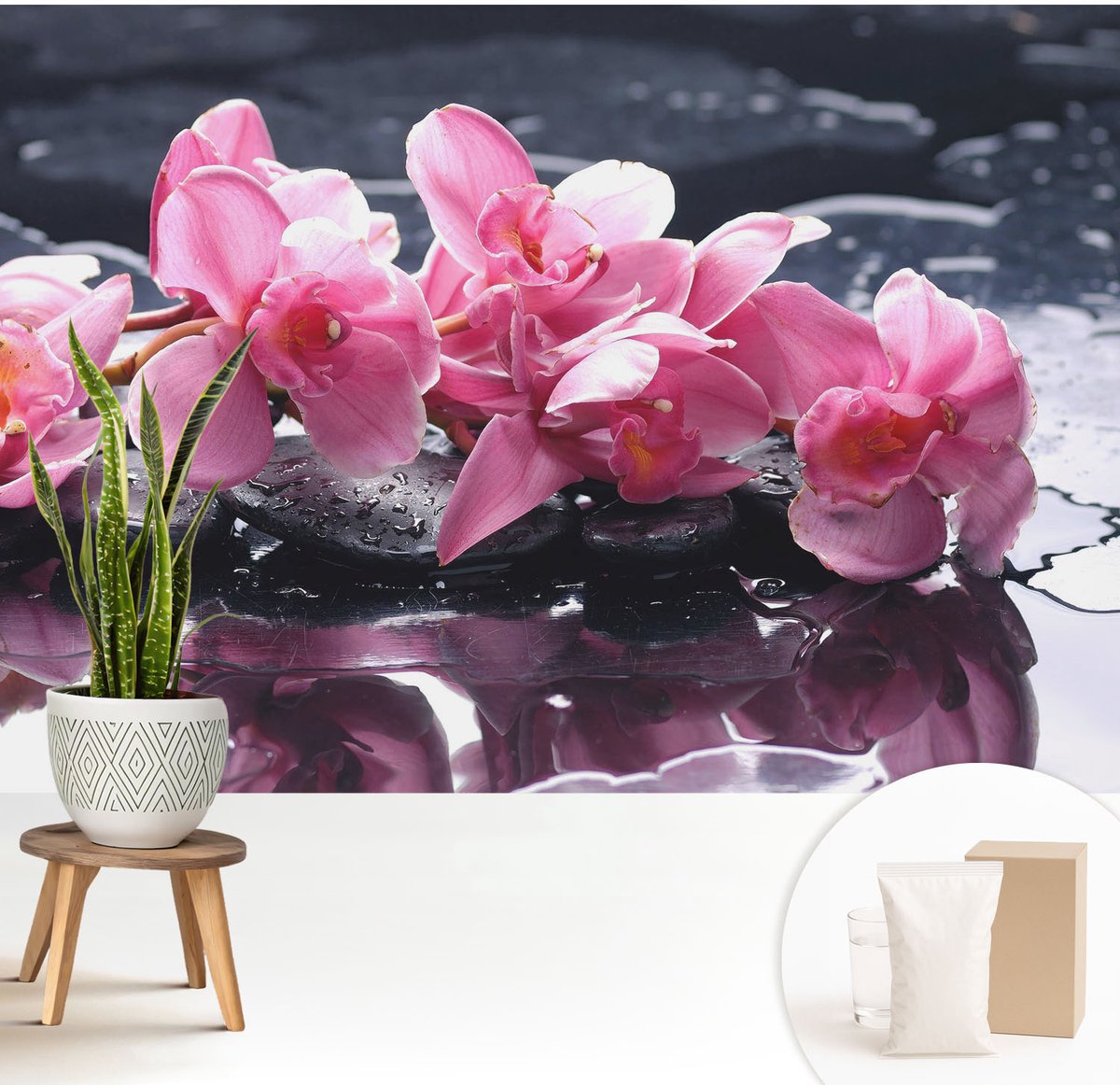 Wallfluent Fotobehang - Roze Vliesbehang - 208x146 cm - Bloemige Elegantie Fotobehang Vlies - Woonkamer behang Bloemen En Planten - Muurschildering - Hal behang