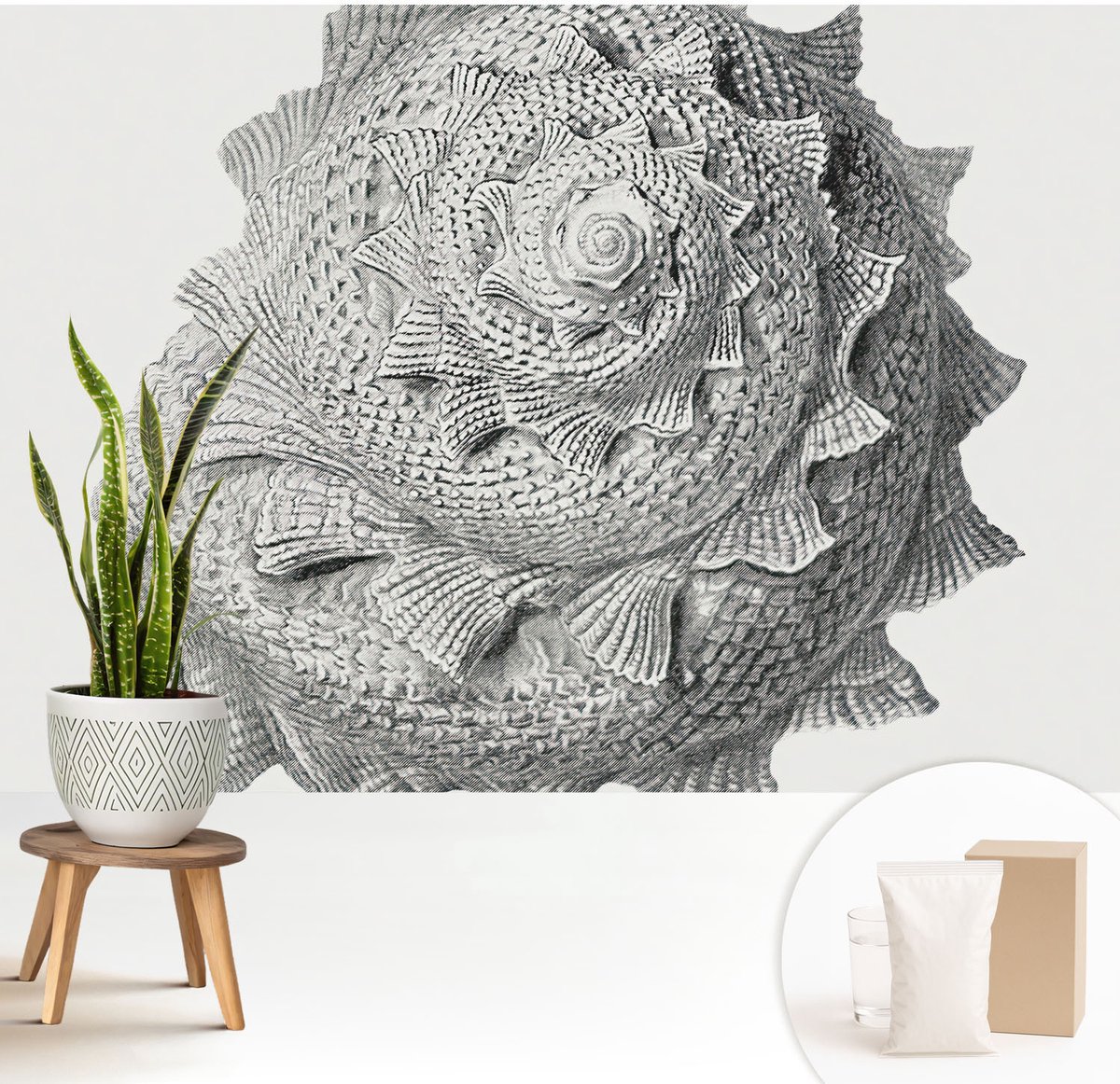 Wallfluent Fotobehang - Grijs Vliesbehang - 208x146 cm - De Kunst Van De Natuur Fotobehang Vlies - Hal behang Achtergronden En Patronen - Muurschildering - Woonkamer behang