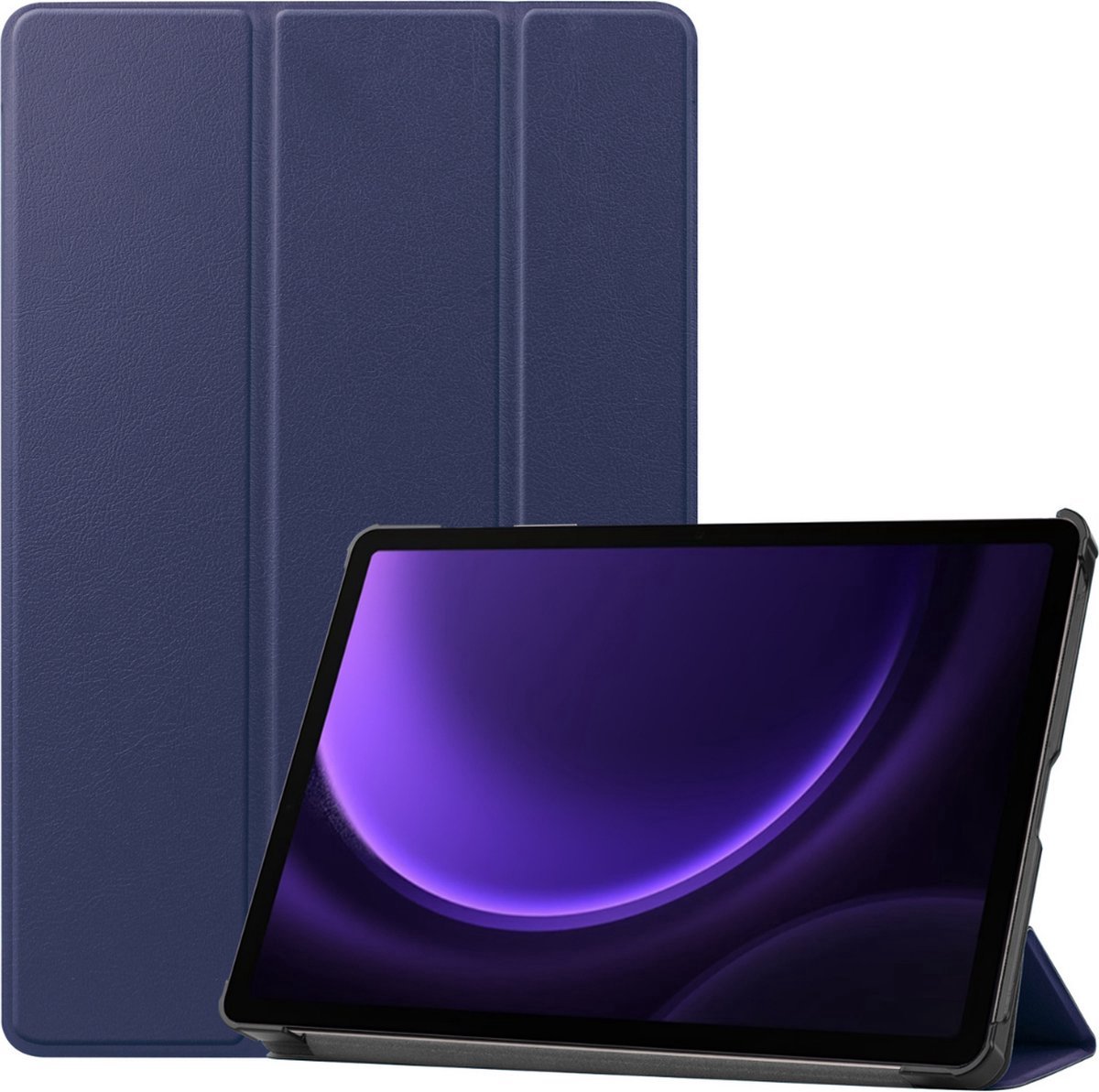 Tablethoes geschikt voor Samsung Galaxy Tab S9 Plus / S9 FE Plus / S10 Plus (2023/2024) - 12.4 Inch - Tri-fold book case - Auto Sleep/Wake functie - Donkerblauw