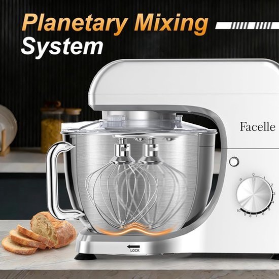 Keukenmachine - Mixer - Voor bakken en koken - Krachtige motor - 1300W - Kom van 5.5 liter - Zilver — afbeelding 2
