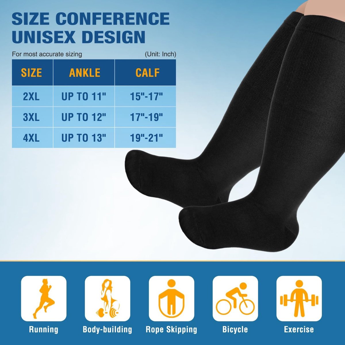 Grote Maten, XXL, Zwart, Verpleegsters, Sport, Vlucht, Zwangerschap, Reizen, Heren, Dames, Product_type: compressiekousen