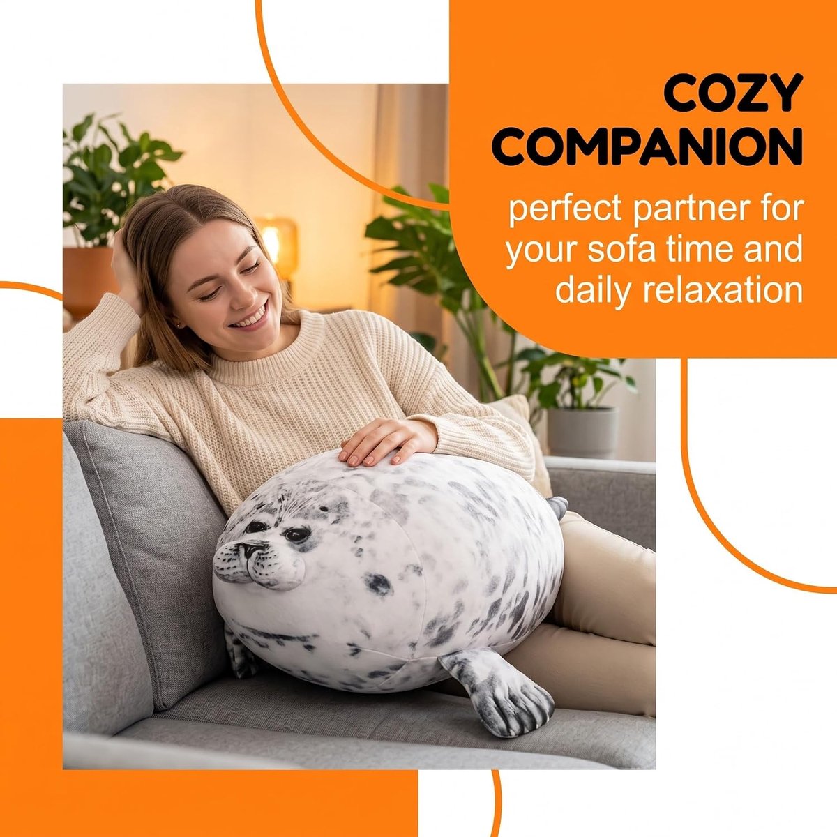Zeehond, blauw zeehond, 30 cm, schattige zeedieren, ideaal cadeau voor kinderen en volwassenen, decoratie voor bank en bed
