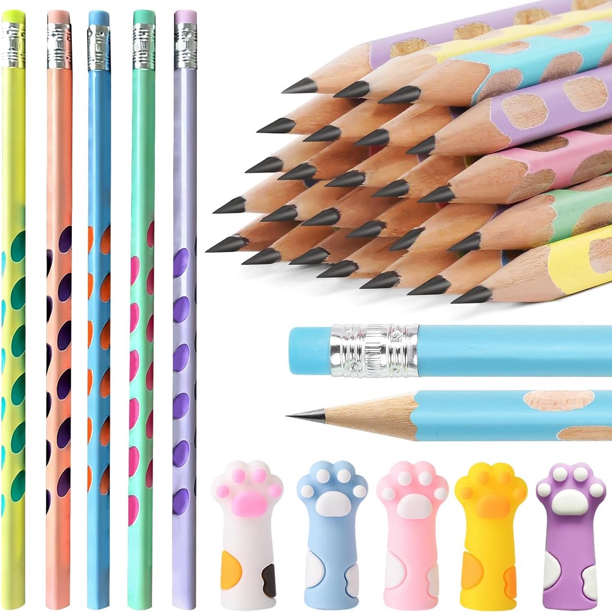 30 stuks potloden, 30 stuks Cat Claw-balpenkappen, kattenpotloden, voor verjaardagen en kerstfeesten Potloden