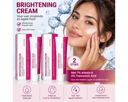 2 Stuks Van 50gram Brightening Cream gezichtscreme hydraterend – Arbutin 7% & Tranexamic Acid 4% Arbutine & Niacinamide Huidverlichtende creme