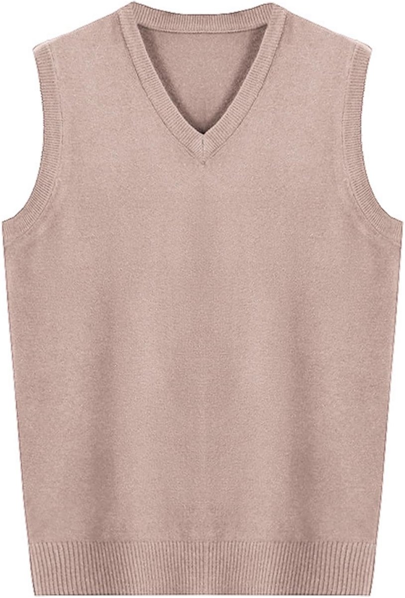 Heren herfst en winter comfort klassiek mouwloos casual pluche vest V-hals gebreid effen vest